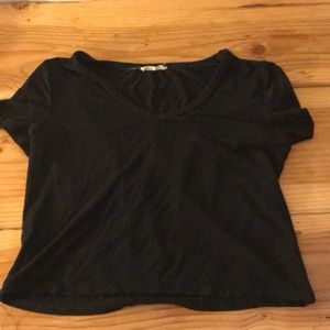 Black Cropped V Neck